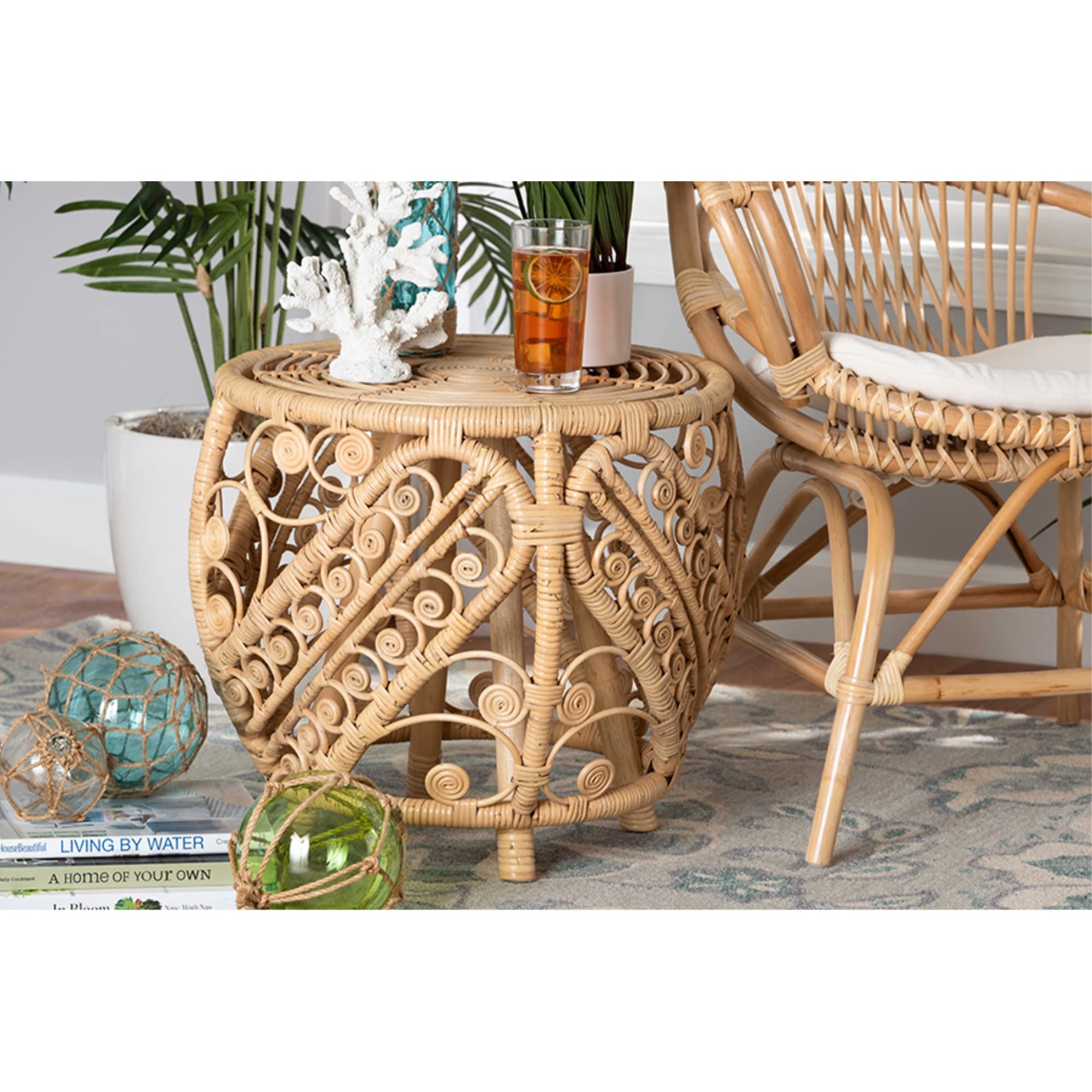 Baxton Studio Saranna Rattan End Table - Thumbnail 2