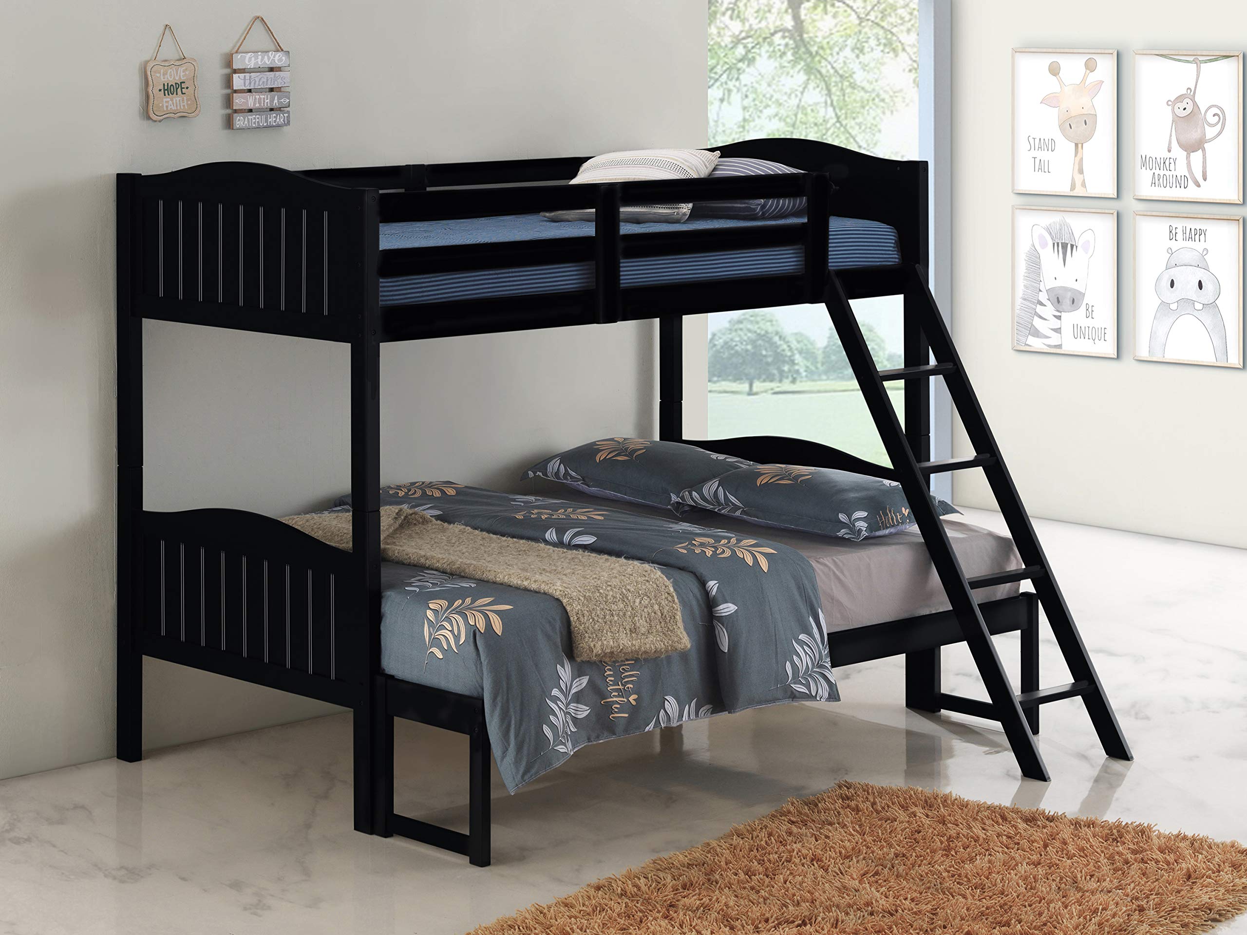 Coaster Home Furnishings Littleton Twin Over Full Bunk Bed with Ladder Black
