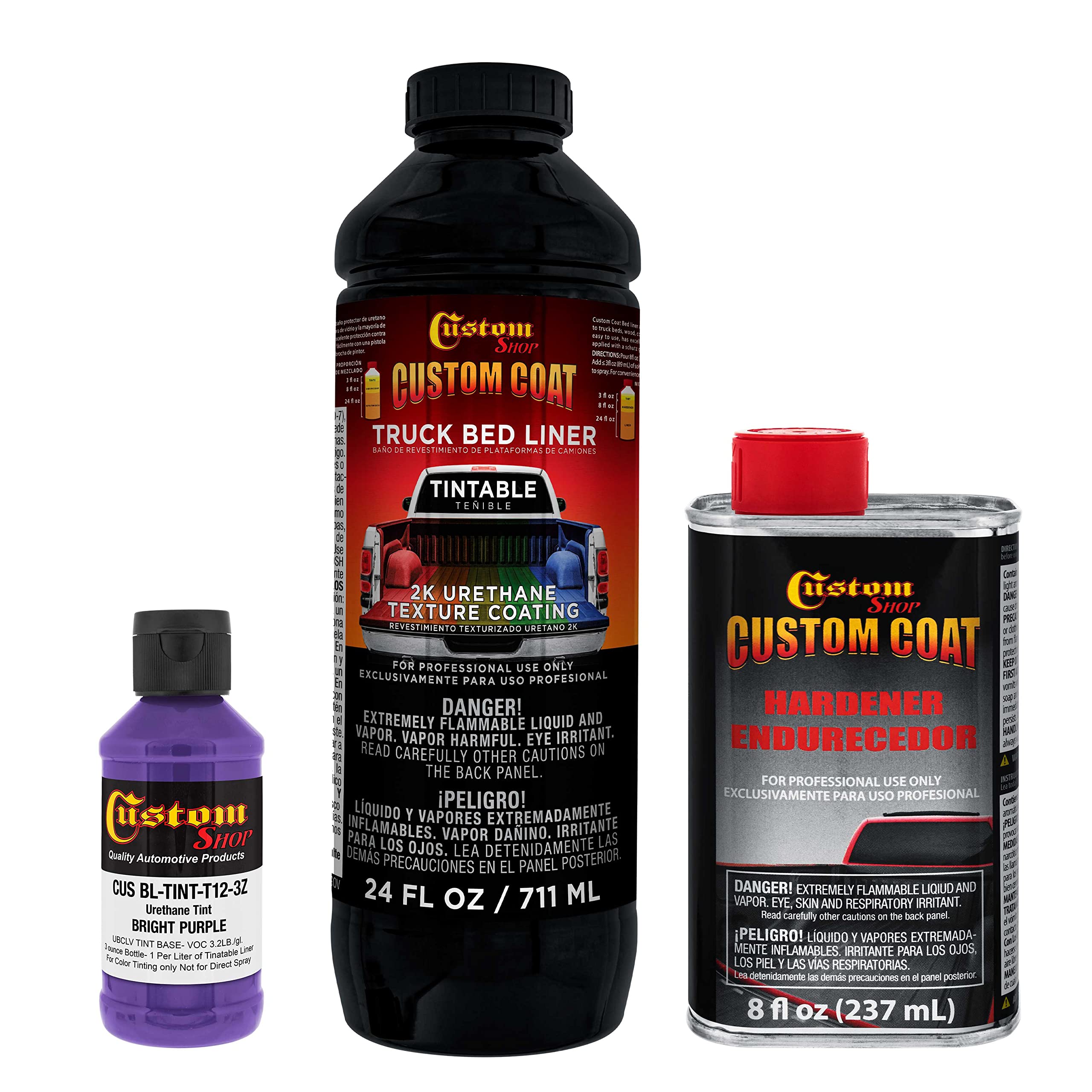 Custom Coat Bright Purple 1 Quart Urethane Spray-On Truck Bed Liner Kit - Easy Mixing, Just Shake, Shoot - Professional Durable