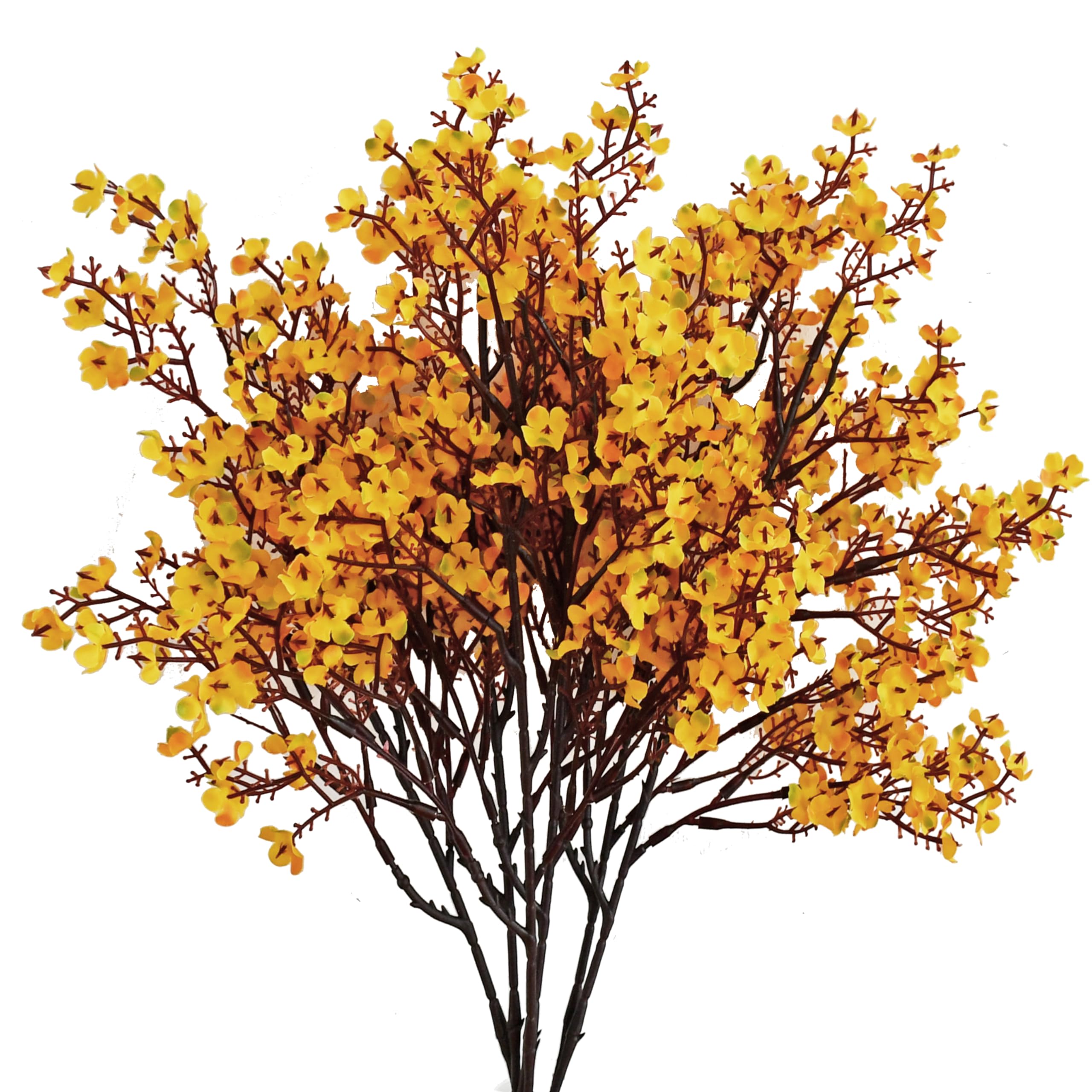 Mandys 6pcs Dark Yellow Artificial Flowers Silk Fall Flowers Babys Breath Gypsophila 18.7 for Home Kitchen Decor