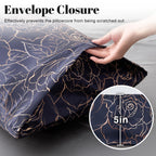Exq Home Satin Pillowcase For Hair And Skin Queen - Printed Blue Rose Silk Pillowcase 2 Pack 20X30 Inches - Satin Pillow Cases S