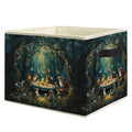 EVIHCG Enchanted Forest Animal Storage Bins Box with Handles, Mystical Fantasy Wildflower Forest Collapsible Laundry Basket Hamp