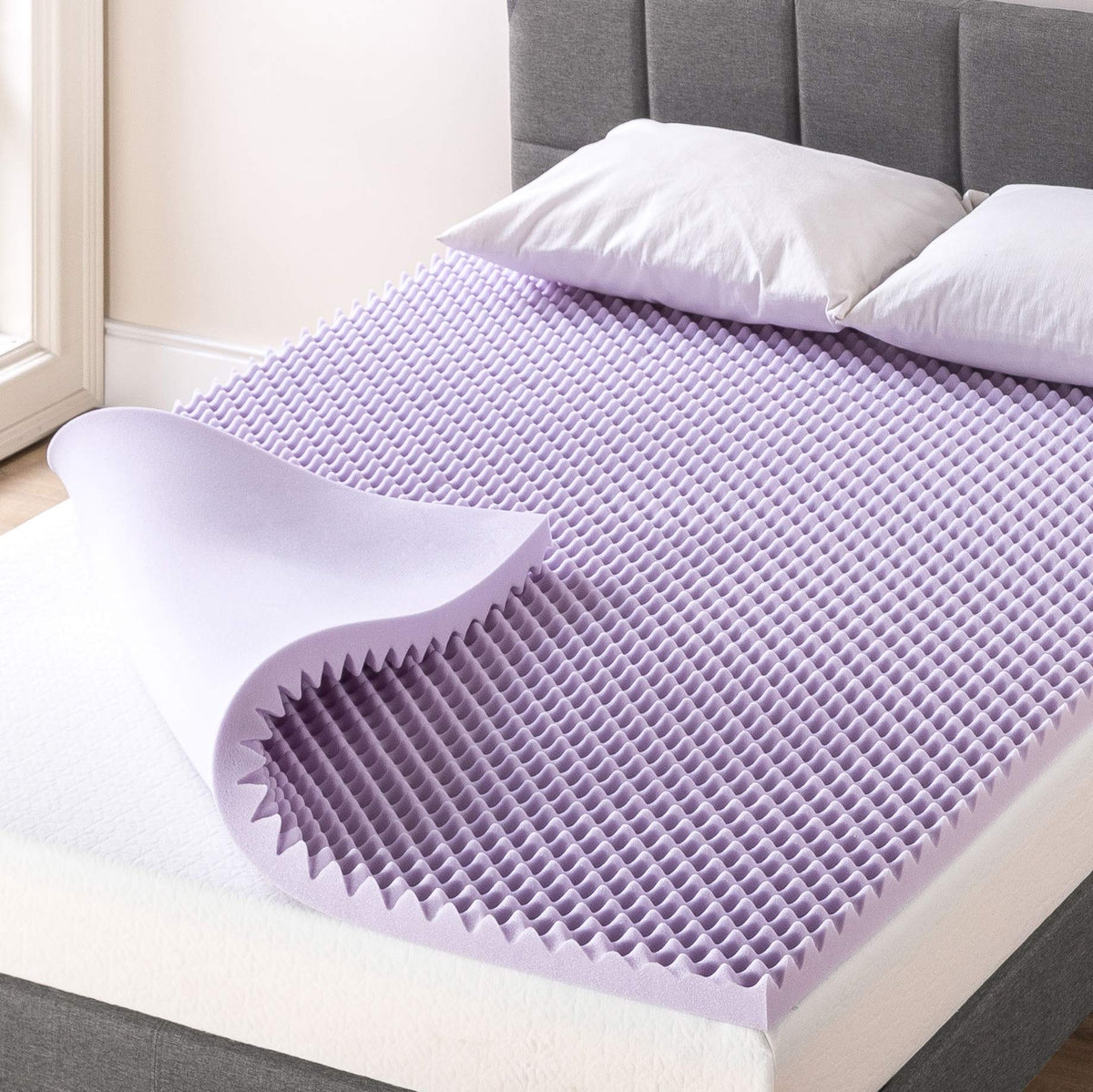 Best Price Mattress 2 Inch Egg Crate Memory Foam Mattress Topper With Soothing Lavender Infusion, Certipur-Us Certified, Twin