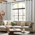 Mrs.Naturall Sage Green Curtains 90 Inch Length For Living Room 2 Panel Set Grommet Damask Medallion Pattern Room Darkening Window Curtain Drapes For Bedroom, 52X90 Inches Long