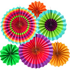 12Pcs Hanging Paper Fans Party Decorations Fiesta Party Supplies, Photo Props For Cinco De Mayo Carnival Mexican Taco Tuesday Vi