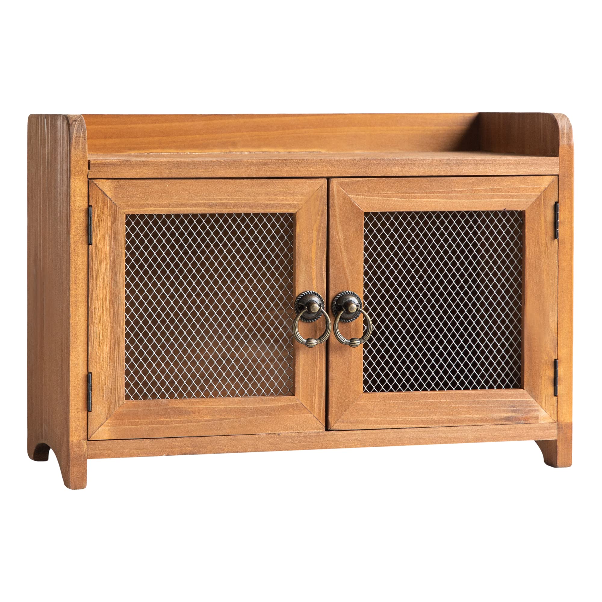 Collective Home - Storage Cabinet, Mini Countertop Cabinet, Wood Organizer For Kitchen Living Room Bedroom Bathroom Office With Magnetic Door, 14.5 X 6.5 X 10 (Brown)