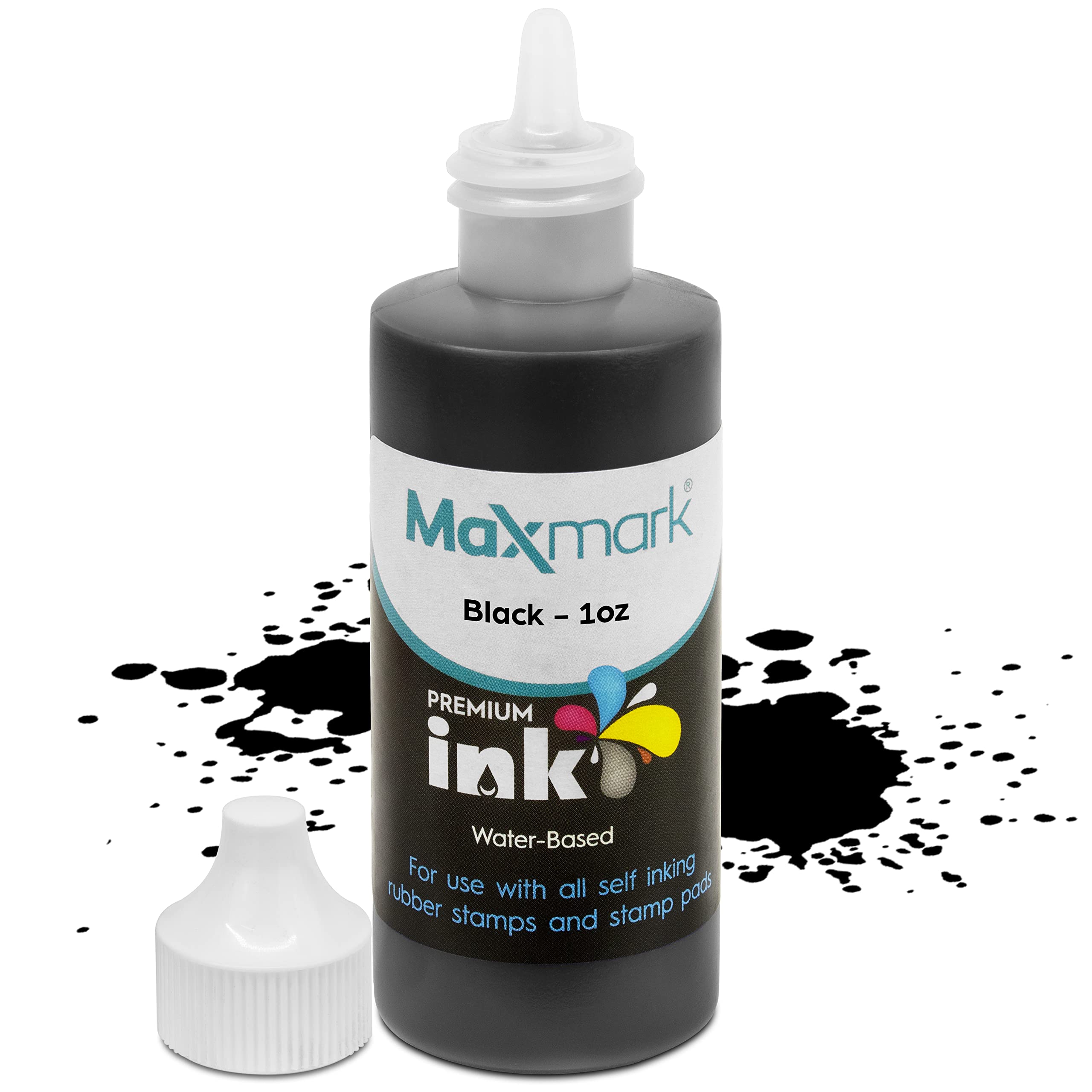 Maxmark Premium Refill Ink For Self Inking Stamps And Stamp Pads, Black Color - 1 Oz.