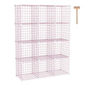 C&Ahome Wire Cube Storage, 12 - Cube Organizer Metal C Grids, Modular Shelves Units, Closet Organizer, Ideal For Home, Office, Living Room, 36.6”L X 12.4”W 48.4”H, Pink Uwcs3012P