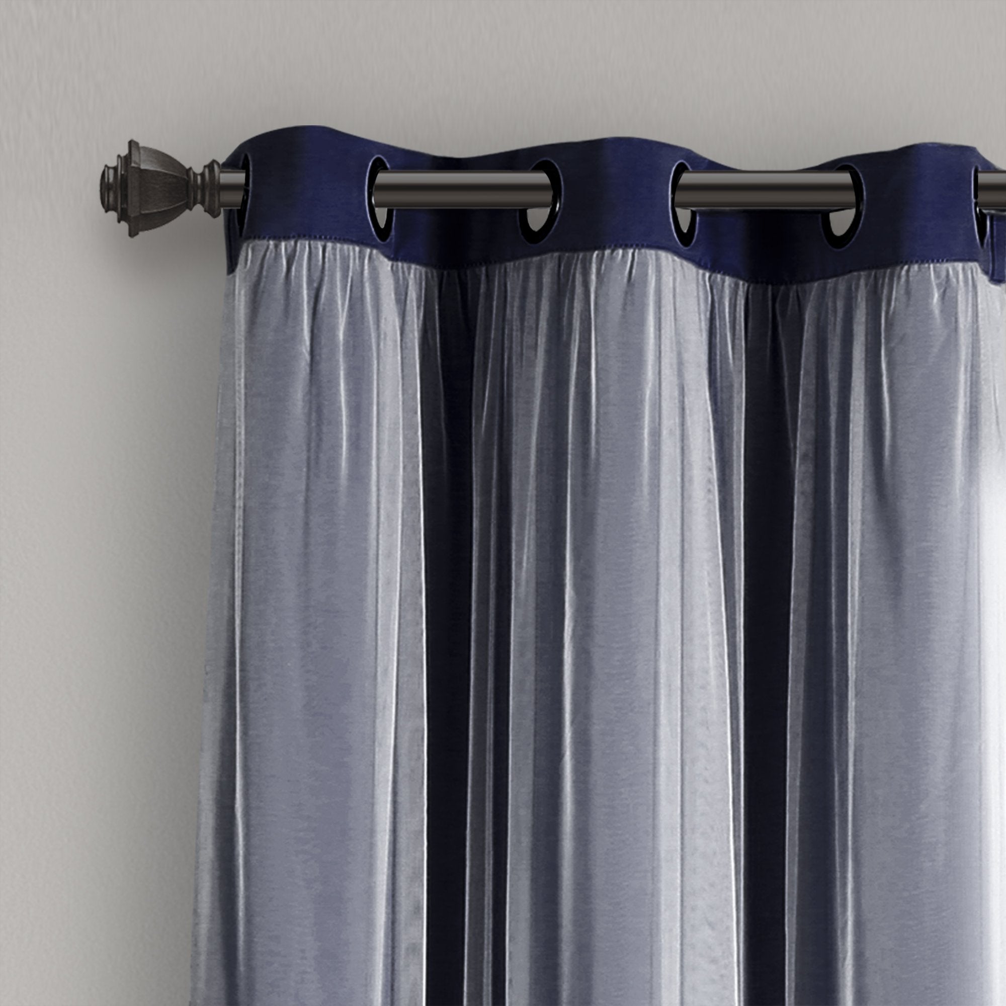 Lush Decor Sheer Grommet Curtains With Insulated Blackout Lining, Window Curtain Panels, Pair, 38''W X 63''L, Navy - Curtain Wit