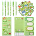 Xqumoi 57Pcs Frog Sticky Notes With Pen Stickers Stationery Set 0.5Mm Black Gel Ballpoint Pens Frog Self-Stick Notes Pads Cartoo