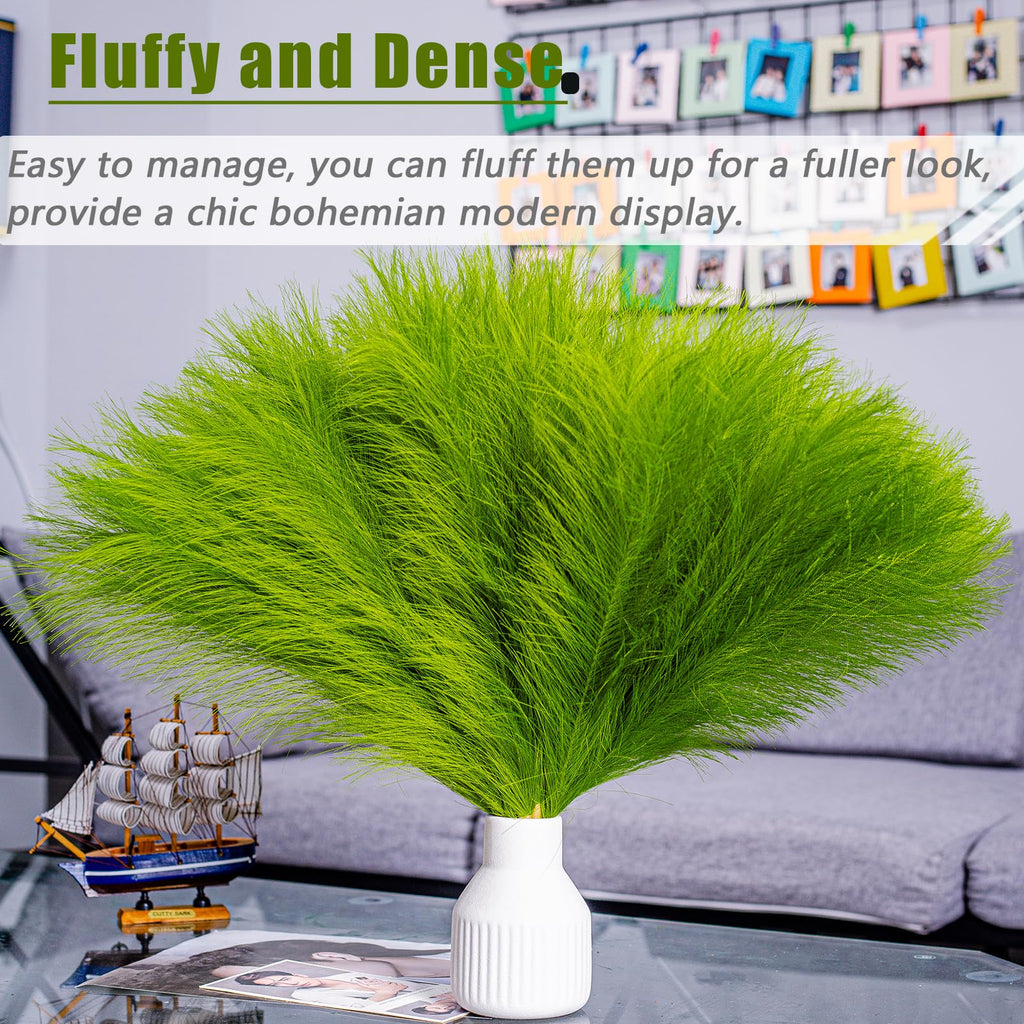 Bnecnet Faux Pampas Grass Decor - 10 Stems 17.7'' Artificial Pampas Grass Bouquet Small Pompas Floral Arrangement And Vase Fille