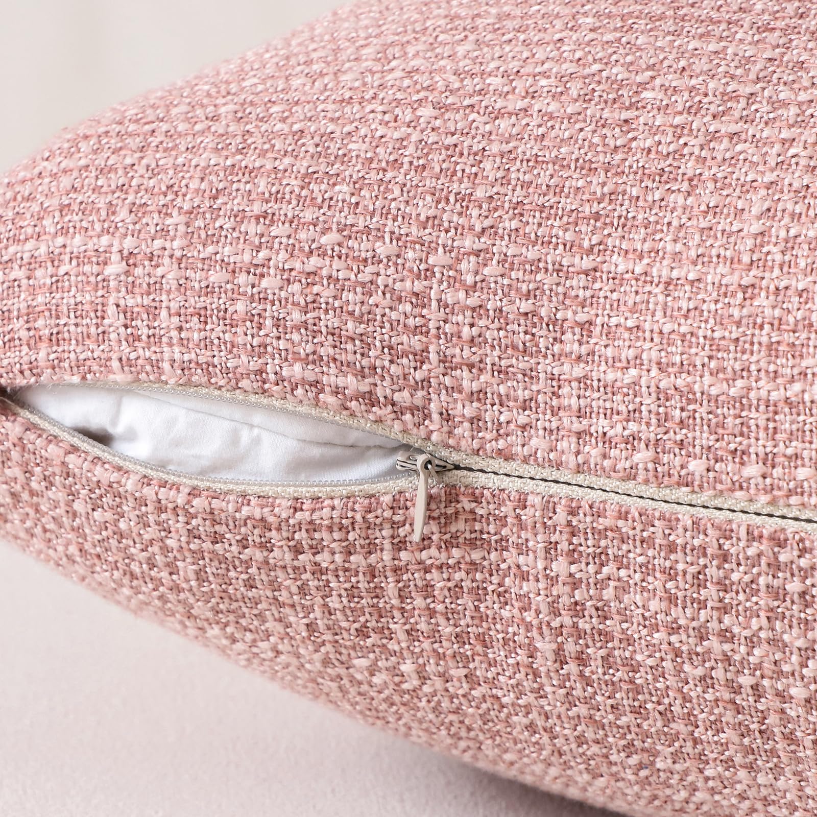 Otostar Linen Throw Pillow Covers Set Of 2 Decorative Square Pillowcases Cushion Covers 18X18 Inch For Home Decor Sofa Bedroom Car 45 X 45 Cm Pink