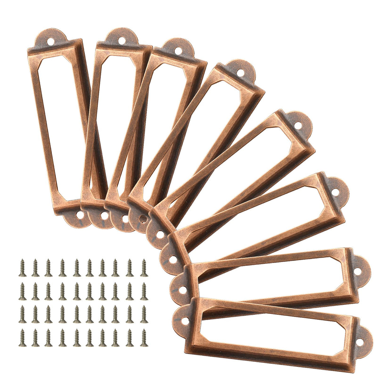 Piutouyar 40Pcs Antique Label Holder 60Mm X 17Mm Metal Name Card Frame For Library Drawer Tags Office Cabinet Shelves With Screw