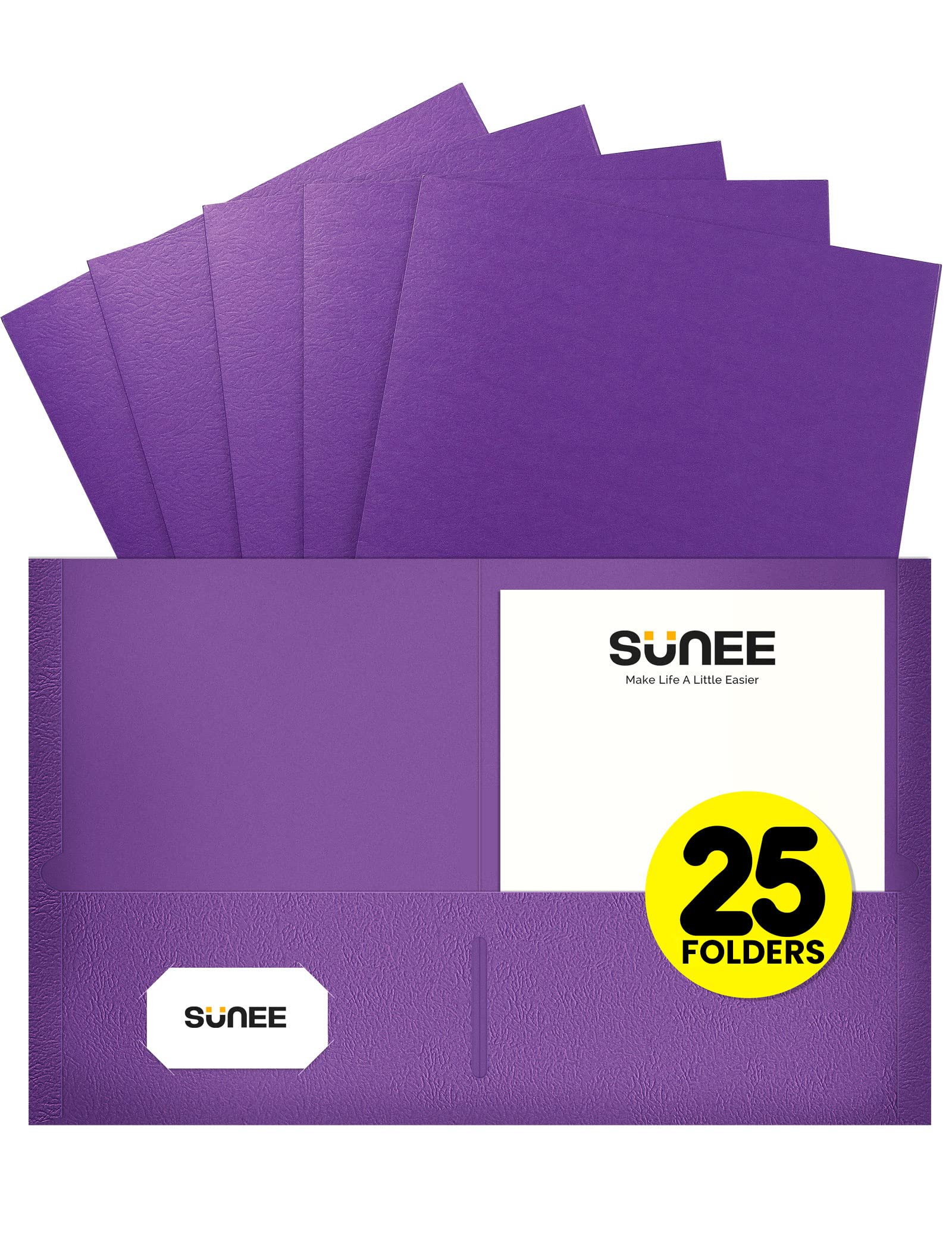 Sunee Folders With Pockets(25 Pack, Purple), 2 Pocket Folders Fit Letter Size Paper, Paper File Folder For School Office Home Bu