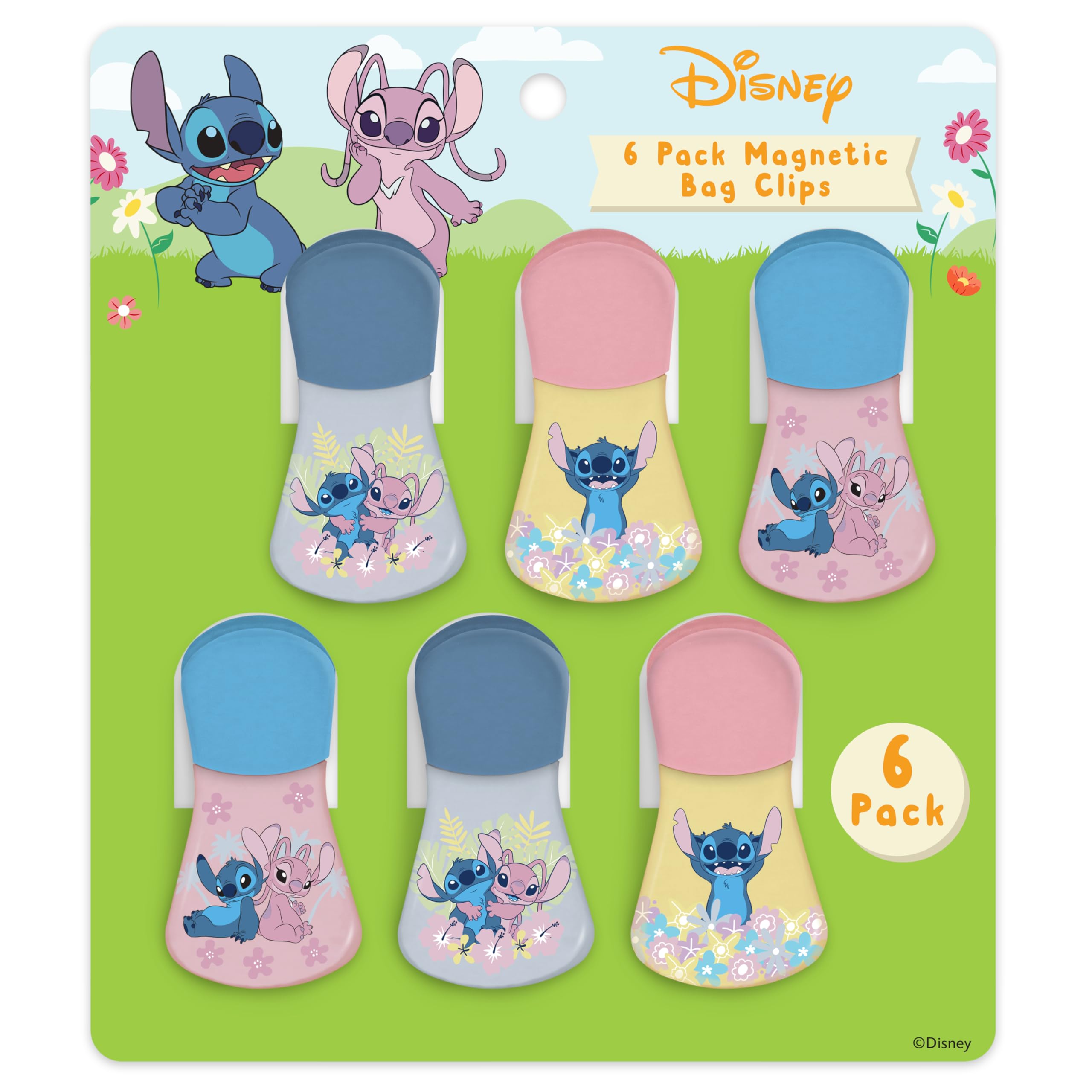 Disney Magnetic Chip Clips - Set of 6 Bag Clips for Food Storage - Mickey, Minnie, Lilo & Stitch, Winnie The Pooh - Durable Airt