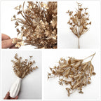 Gold Fake Flowers Artificial Shrubs For Christmas Decor, Plastic Plants Faux Leaves Stems Grass Foliage Home Wreath Ornaments Pa