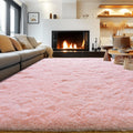 Ultra Soft Pink Rugs for Bedroom 8x10 Feet, Fluffy Shag Area Rugs for Living Room, Large Comfy Furry Rug for Girls Kids Baby Roo