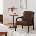 Yaheetech Accent Chair, PU Leather Reading Chair, Mid Century Modern Arm Chair with Solid Wood Frame for Living Room Bedroom Wai