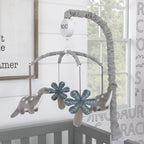Nojo Baby-Saurus Gray Brontosaurus & Palm Tree Musical Mobile, Grey, Charcoal