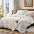 Westinghouse Electric Blanket Full Size, Super Cozy Luxury Faux Fur & Sherpa Heated Blanket With 10 Heating Levels & 1-12 Hours