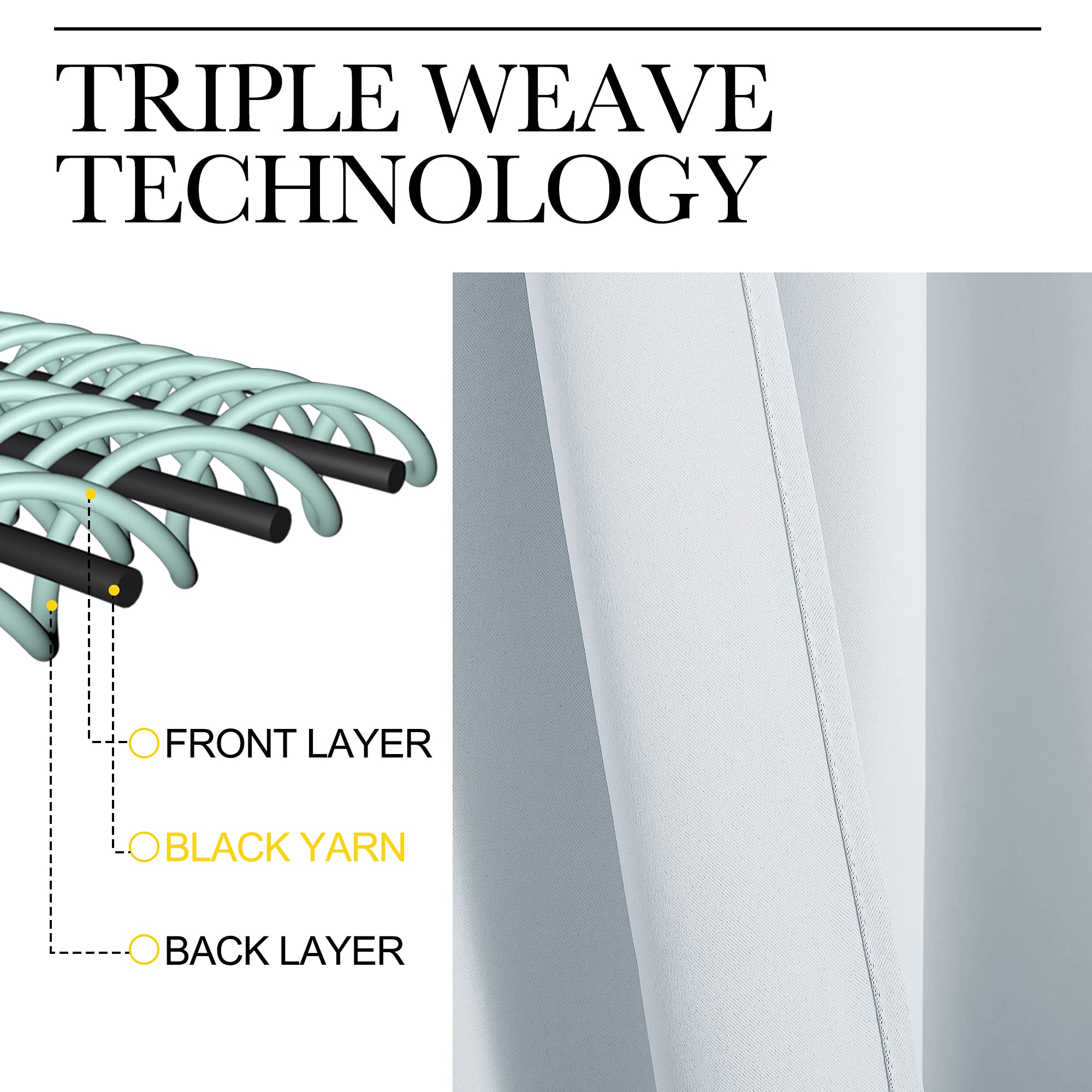 Nicetown Living Room Darkening Curtain Drapes - (Cloud Grey Color) W62 X L72, Set Of 2, Room Darkening Window Treatment Drapery Panels For Room Divider Garage Balcony Office