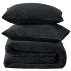 Chixpace Fluffy Full Comforter Set - Furry Black Leaves Pattern Faux Fur Bed Set, Winter Ultra Soft Fuzzy Comfort Set, Velvet Be