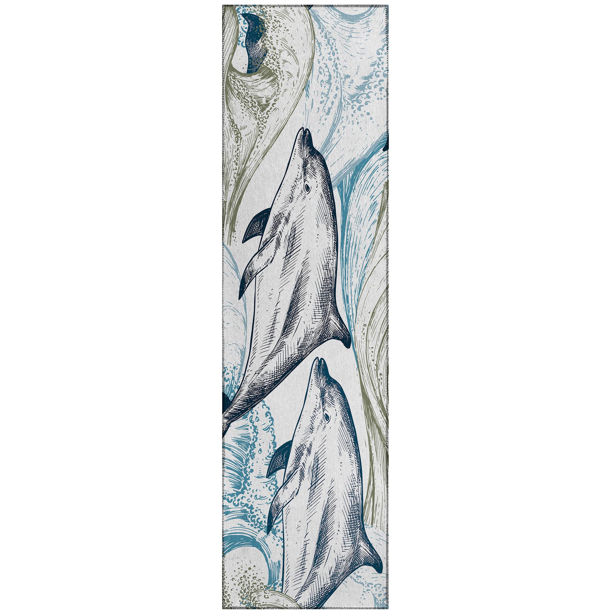 Addison Rugs Harpswell Ahp40 Blue 2'3" X 7'6" Indoor Outdoor Runner Rug, Easy Clean, Machine Washable, Non Shedding, Bedroom, Living Room, Dining Room, Kitchen, Patio Rug