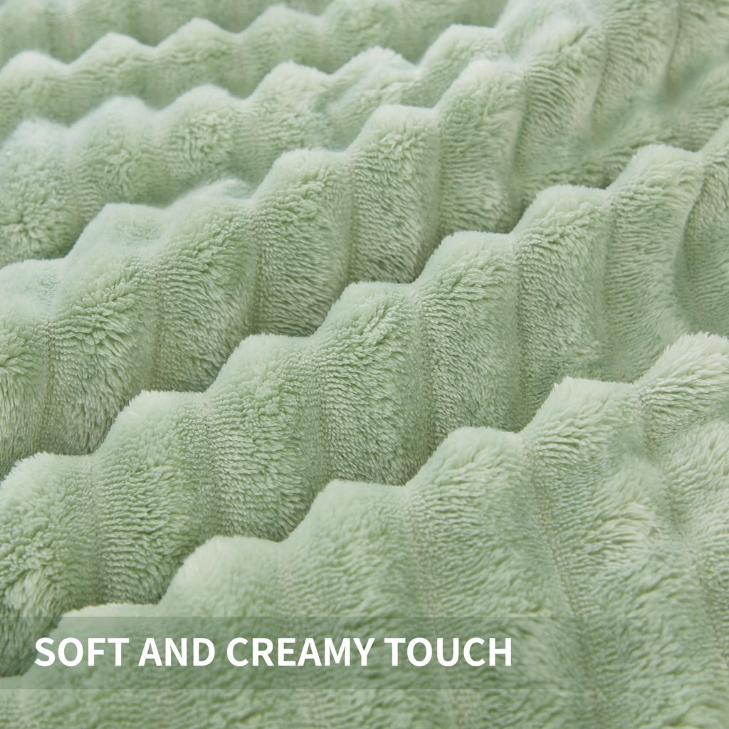 Andency Fleece Queen Comforter Set, 3 Pieces Sage Green Comforter Set For Queen Size Bed, Soft Warm Fluffy Fuzzy Bedding Set For