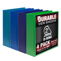 Samsill Durable 2 Inch Binder, Made In The Usa, D Ring Binder, Customizable Clear View Binder, Marine Assortment, 4 Pack, Each H