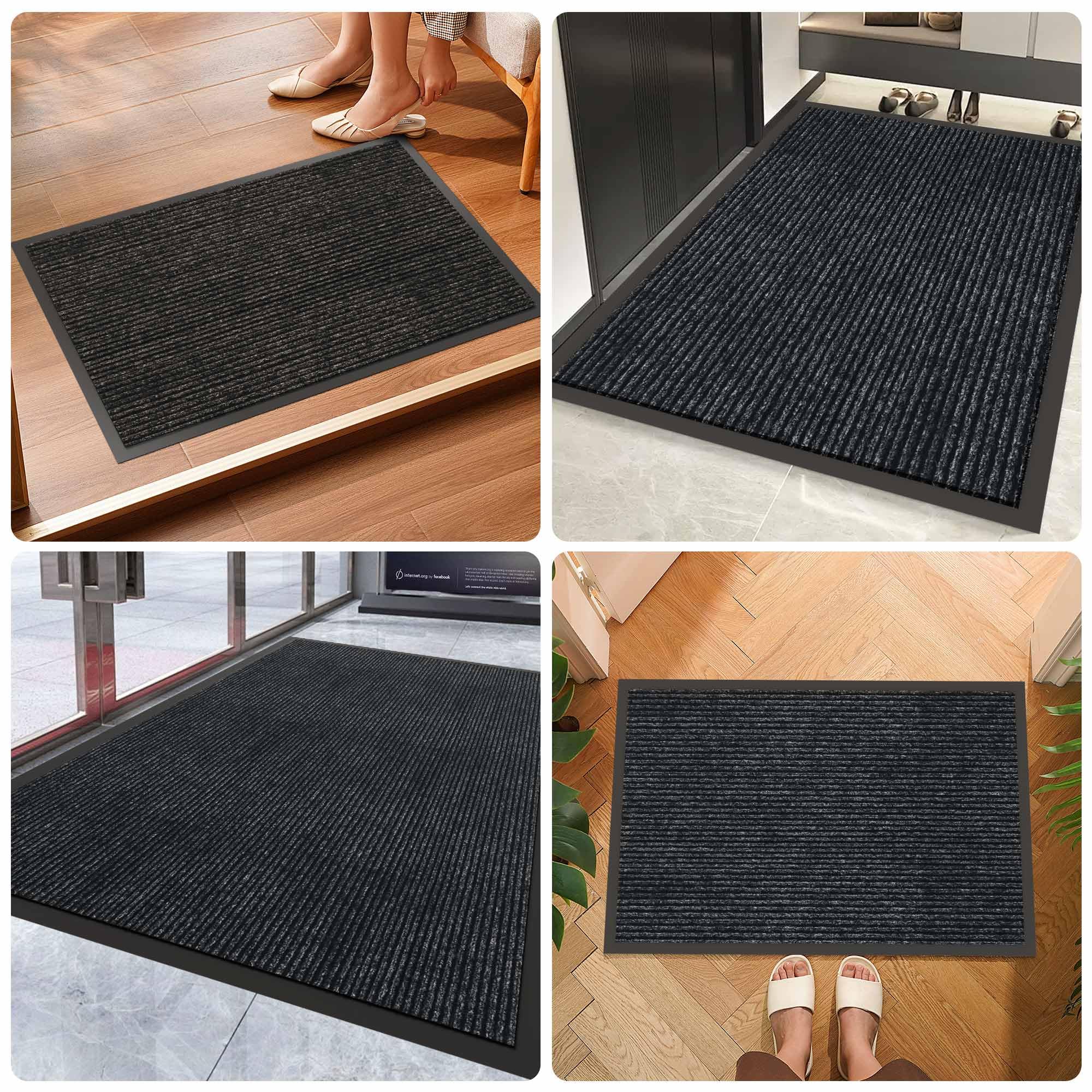 Homek Indoor Outdoor Door Mat, 2'X4' Entryway Mat, Non Slip Rubber Backed, Super Absorbent