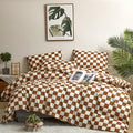Houseri Plaid Brown And White Comforter Set Cal King Russet Brown Buffalo Checkered Comforter Bedding Sets California King Men W