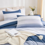 Litanika Mineral Blue Bed Comforter Set Twin/Twin Xl Size, 2 Pieces Lightweight Striped Bedding Comforter Set, Soft All Season D