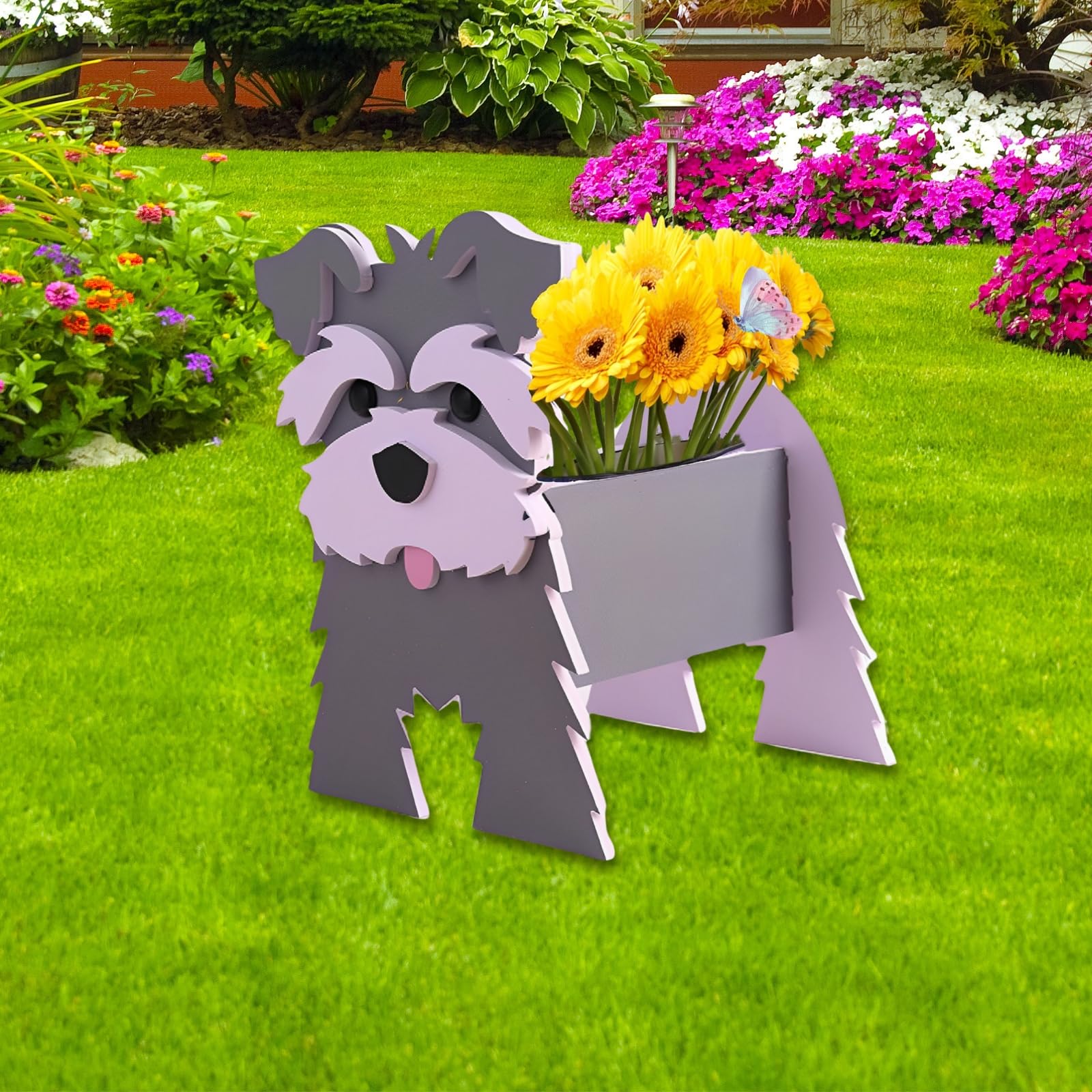 Strolfay Gray Schnauzers Dog Planter Plant Pots,Cute Dog Flower Planter,Gifts For Pet Lovers,Unique Animal Plant Pots,Office,Ind