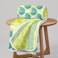 Divine Casa Glace Cotton 120 GSM Reversible Lightweight Printed Double Bed AC Dohar Blanket Quilt  Lime Green and Brown| TC  1