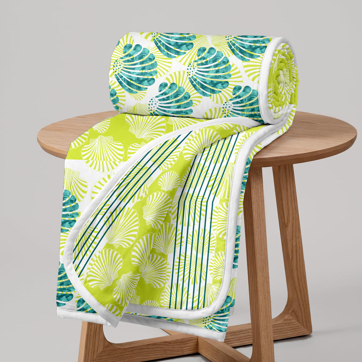 Divine Casa Glace Cotton 120 GSM Reversible Lightweight Printed Double Bed AC Dohar Blanket Quilt  Lime Green and Brown| TC  1