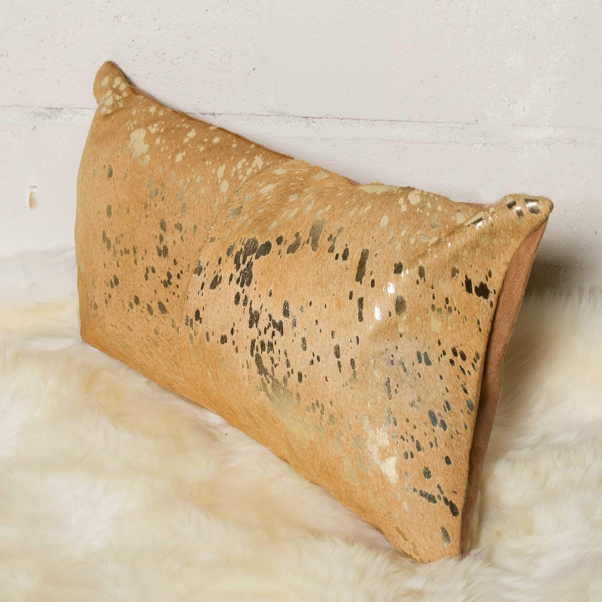 HomeRoots Cowhide Pillow12X20 Grey