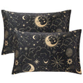 Exq Home Satin Pillowcase For Hair And Skin Queen - Black Printed Silk Pillowcase 2 Pack 20X30 Inches - Satin Pillow Cases Set O