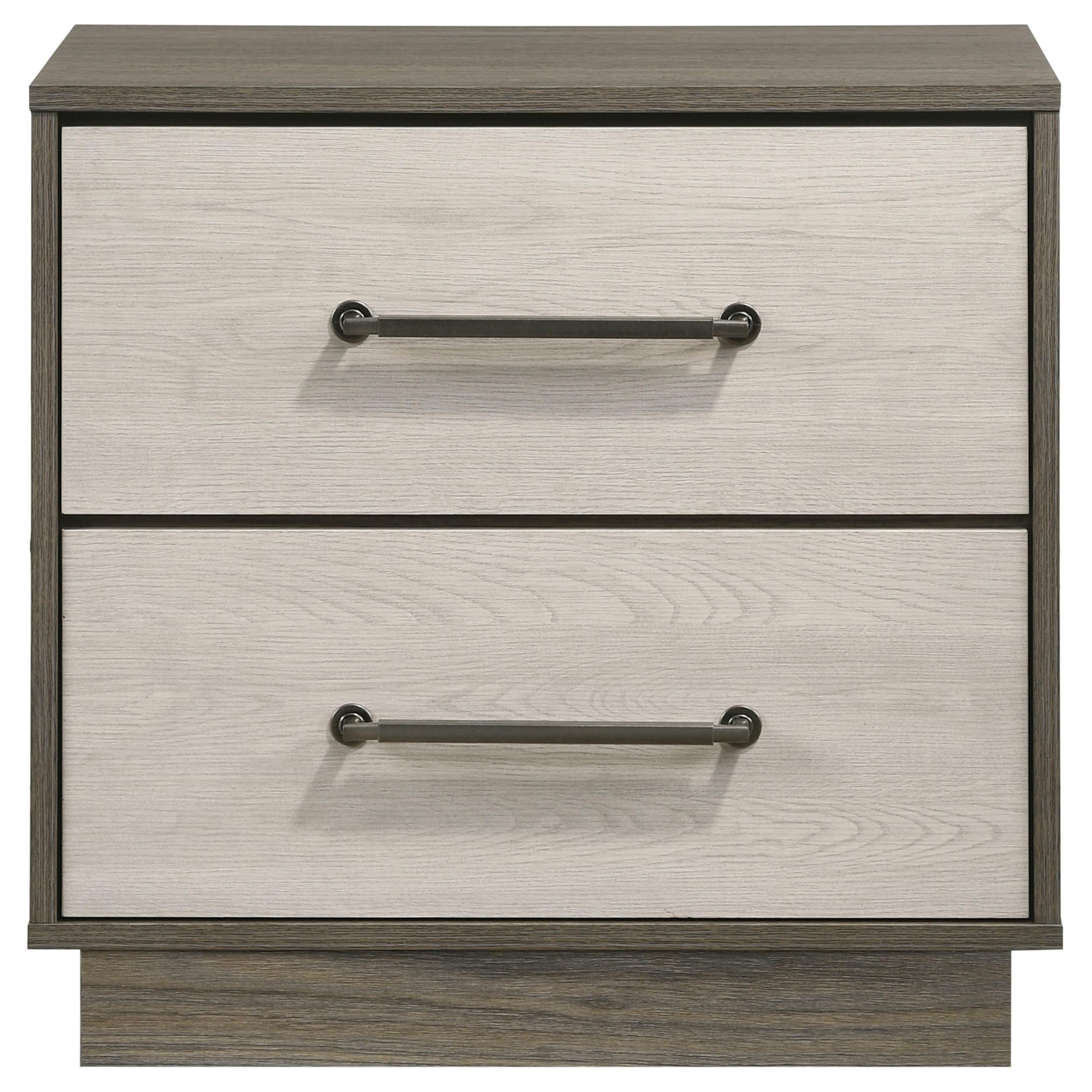 Coaster Home Furnishings Fenwick Engineered Wood 2-Drawer Bedroom Nightstand Bedside Table Organizer Unit Grey Oak/Almond 224982
