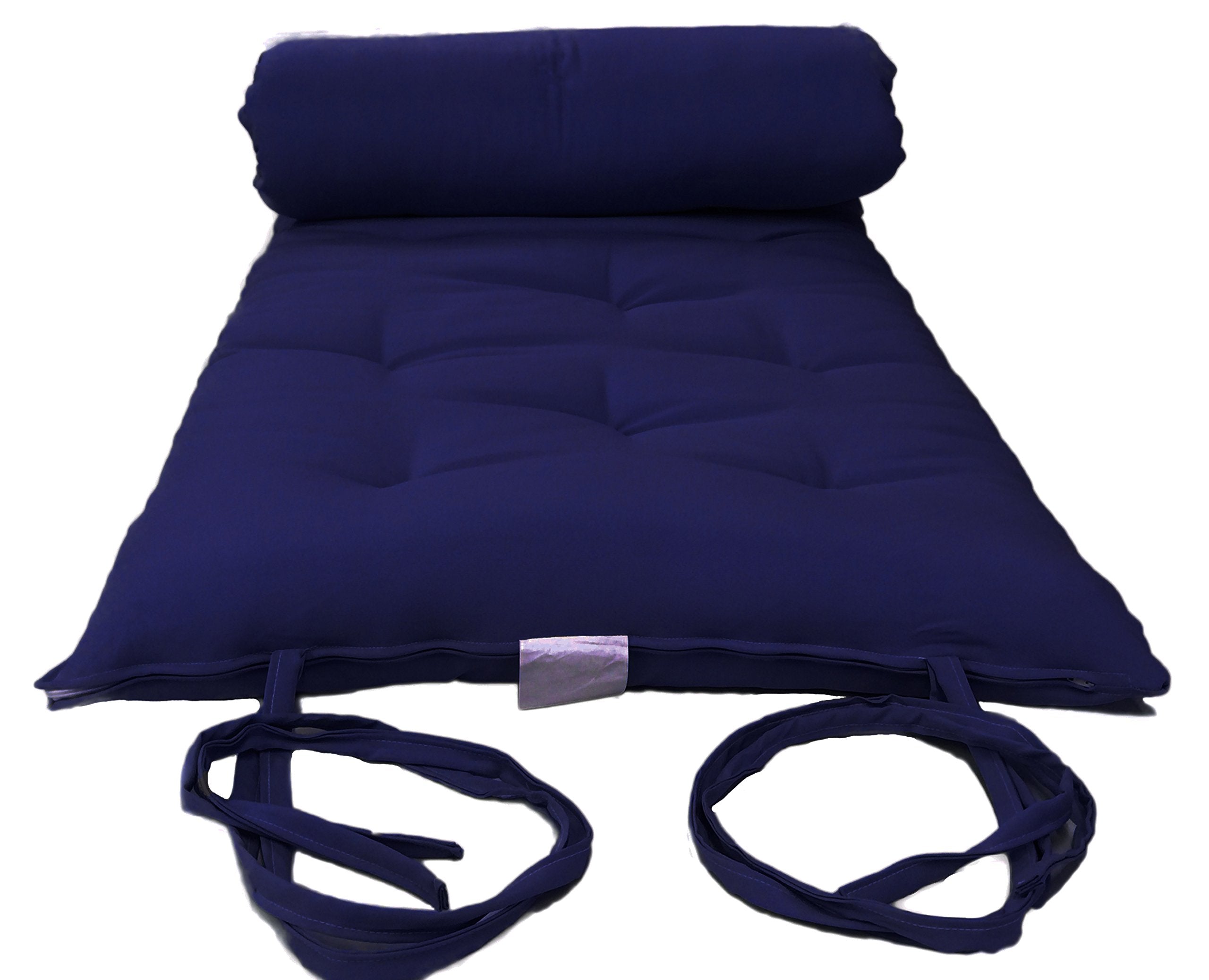 Queen Size Navy Traditional Japanese Floor Futon Mattresses, Foldable Cushion Mats, Yoga, Meditaion 80 X 60 X 3