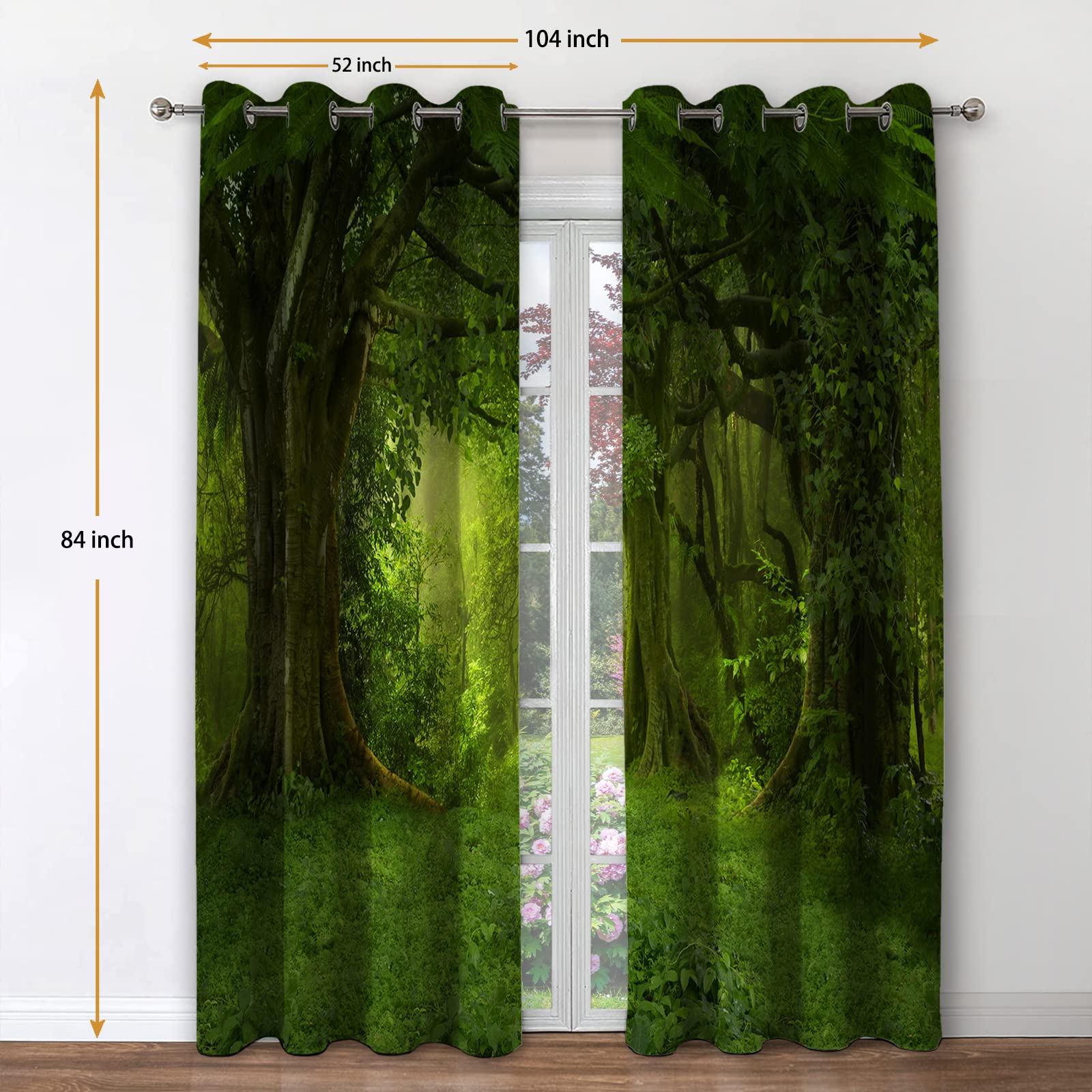Jekeno Forest Blackout Curtains Tropical Jungle Green Trees Foliage In The Woodland Himalayas Landscape Nature Decor For Bedroom