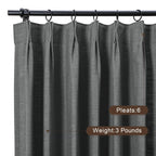 Twopages Carbon Grey Pinch Pleated Drape 84 Inch Length Linen Light Filtering Room Darkening Curtain For Bedroom, Double Layer L