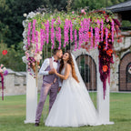 12 Pack Purple Red Wisteria Hanging Flowers Garland, 3.77 Ft Purple Red Artificial Wisteria Flower Vines, Fake Purple Red Wister