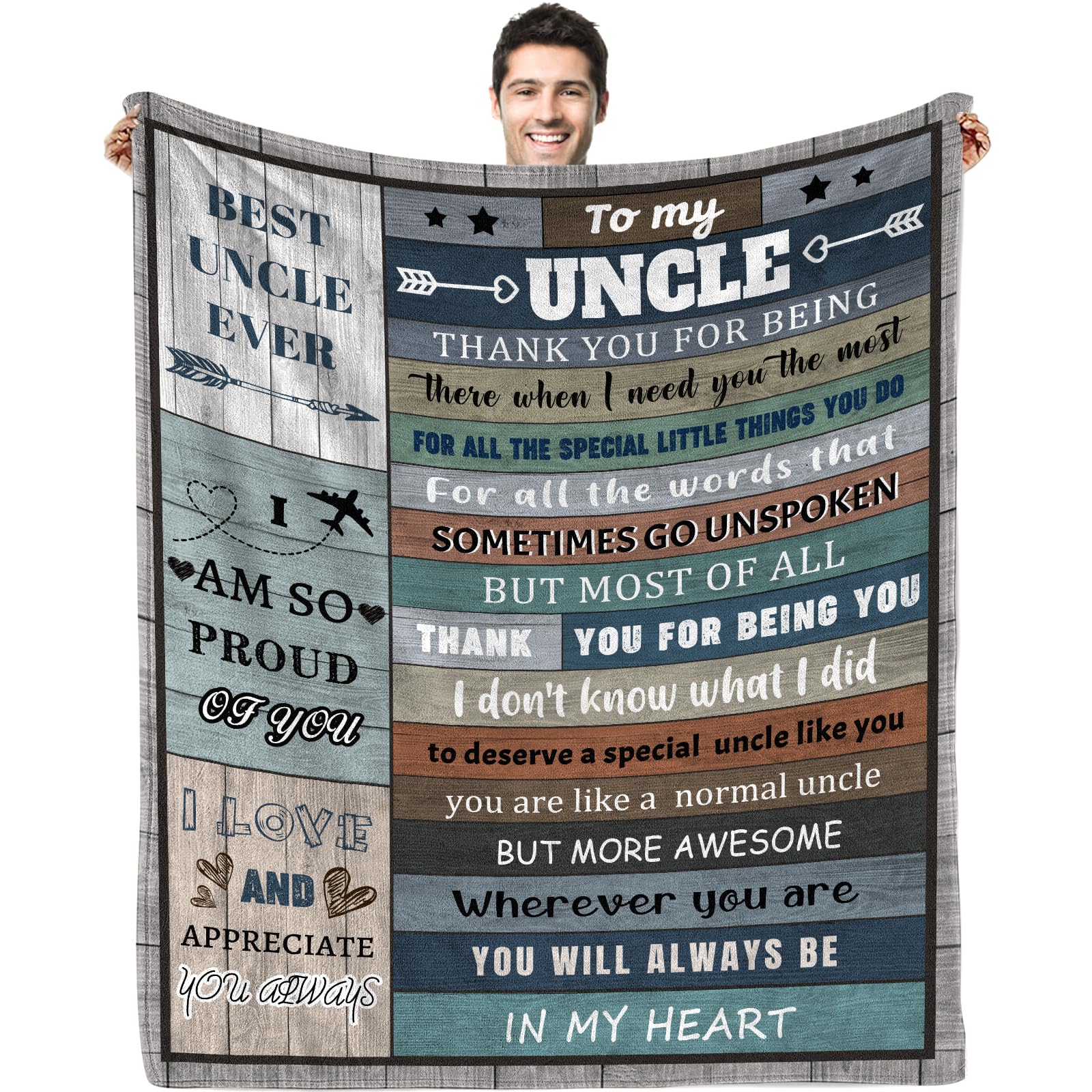 Blanket Gifts For Uncle, Fathers Day Uncle Gifts From Niece Nephew, Cool Birthday For Uncle, To My Best Uncle Ever Throw Blanket