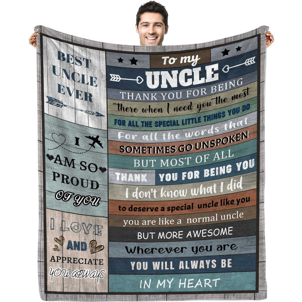 Blanket Gifts For Uncle, Fathers Day Uncle Gifts From Niece Nephew, Cool Birthday For Uncle, To My Best Uncle Ever Throw Blanket