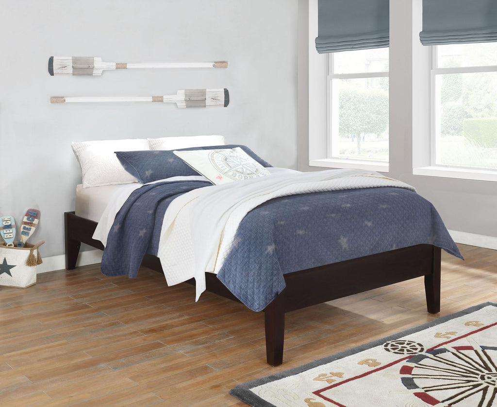Coaster Home Furnishings Hounslow Transitional Twin Size Pine Wood Platform Bed Frame Headboard Compatible Bed Base Cappuccino 300555T