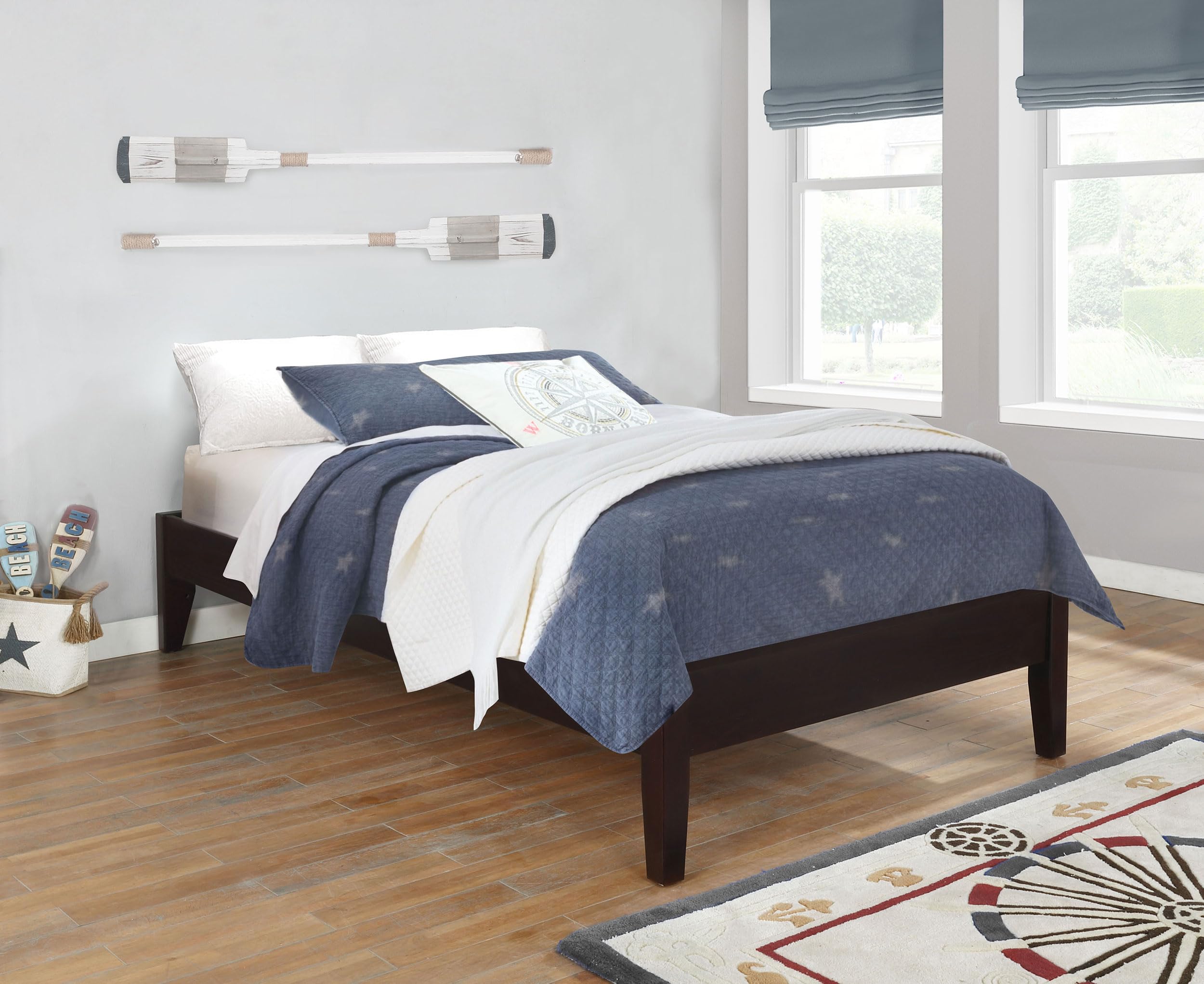 Coaster Home Furnishings Hounslow Transitional Twin Size Pine Wood Platform Bed Frame Headboard Compatible Bed Base Cappuccino 300555T