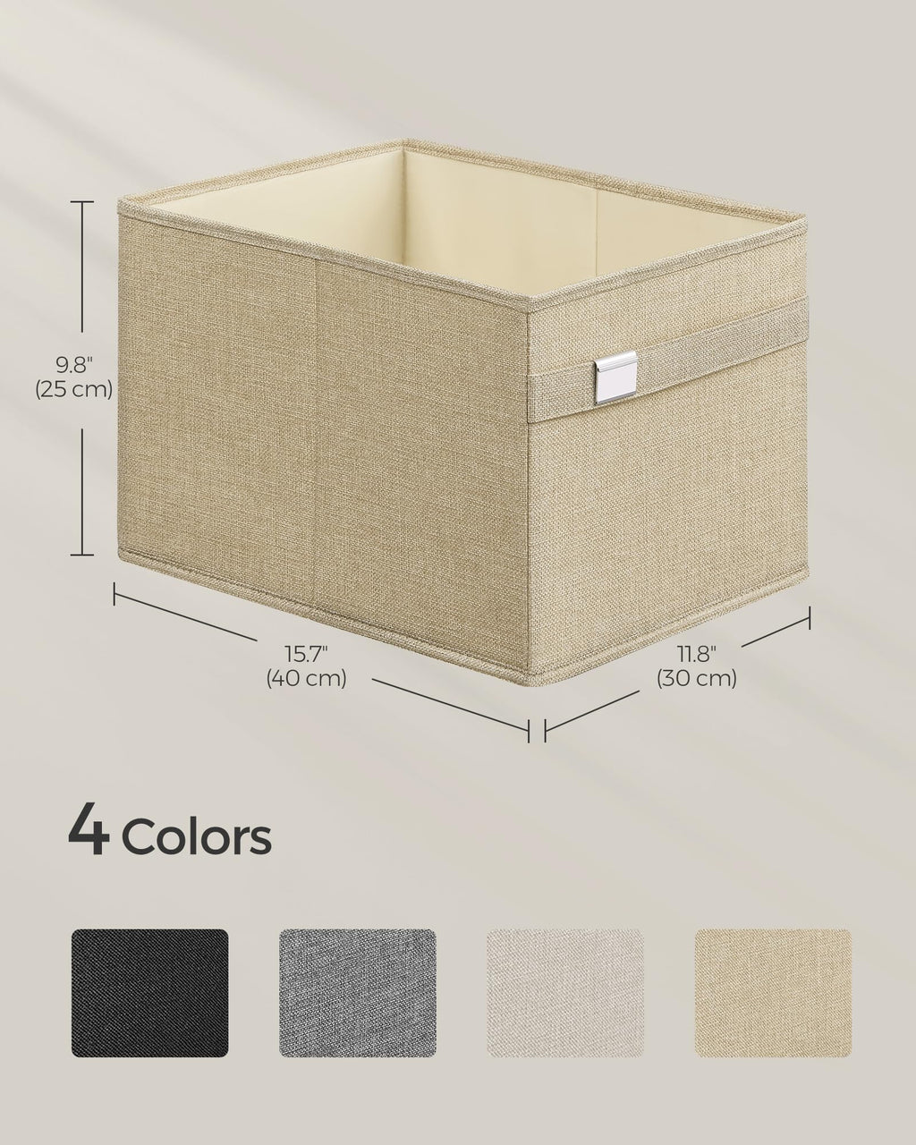 Songmics Storage Baskets, Set Of 4 Extra Large Storage Bins For Organizing, 30L, 15.7 X 11.8 X 9.8 Inches, Fabric Storage Cubes