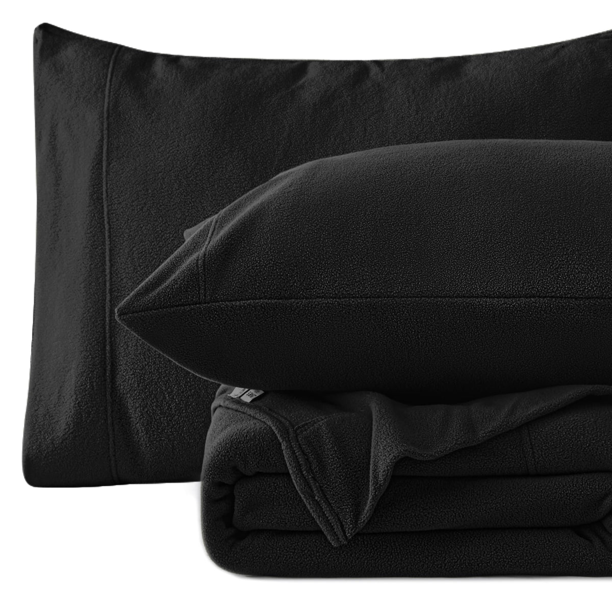 Love'S Cabin Micro Fleece Queen Sheet Set - 4 Pcs Black Super Soft Plush Polar Fleece Bed Sheets Set With 16' Deep Pocket,Cozy