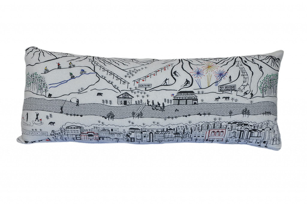 HomeRoots Cream 35' White Breckenridge Daylight Skyline Lumbar Decorative Pillow