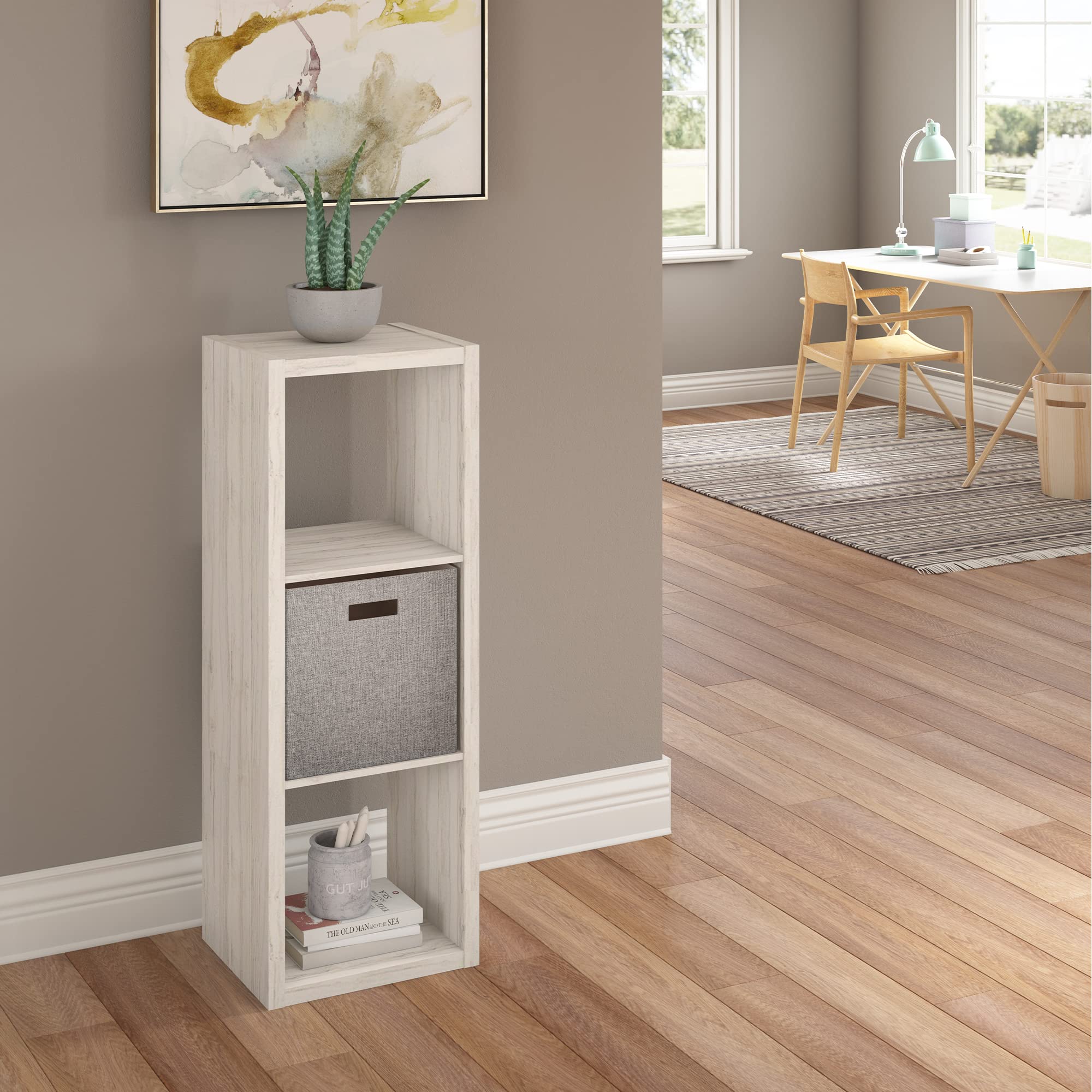 Closetmaid 4543 Decorative Open Back 3-Cube Storage Organizer, Bleached Walnut